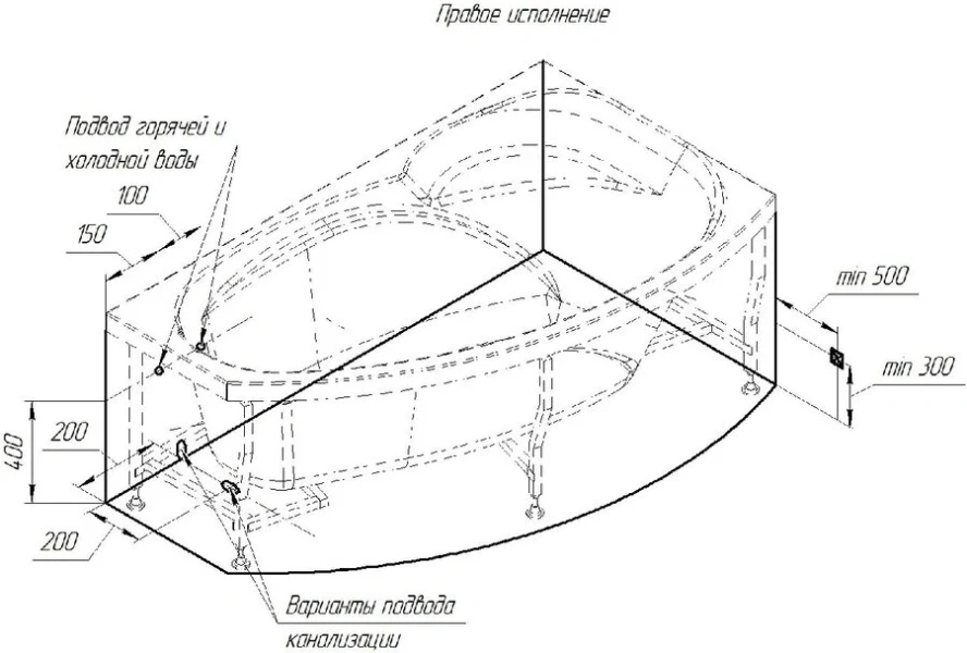 Ванна гидромассажная акриловая Vannesa Massage София с полотенцедержателями, 169 х 99 см, система актив хром, левая/правая 2-77-2-1-0-223 (детальная фотография), в наличии