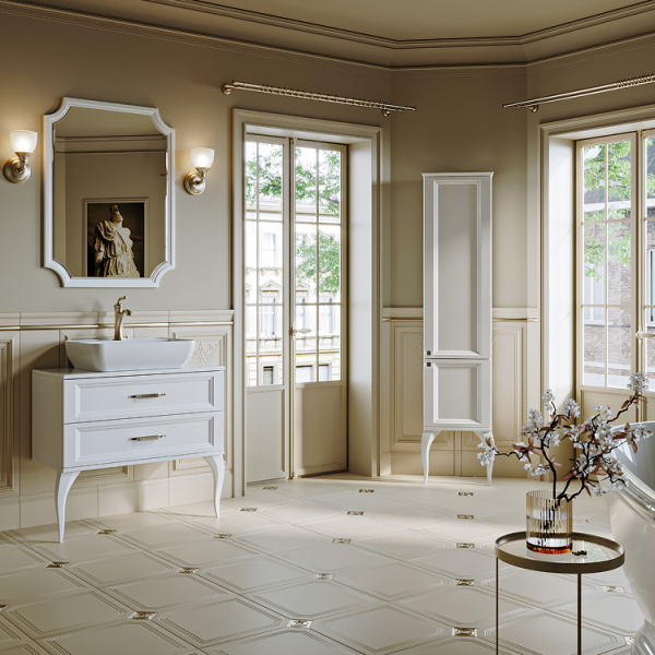 Тумба под раковину напольная Aqwella LaDonna 85 см белая LAD0108W (детальная фотография), в наличии