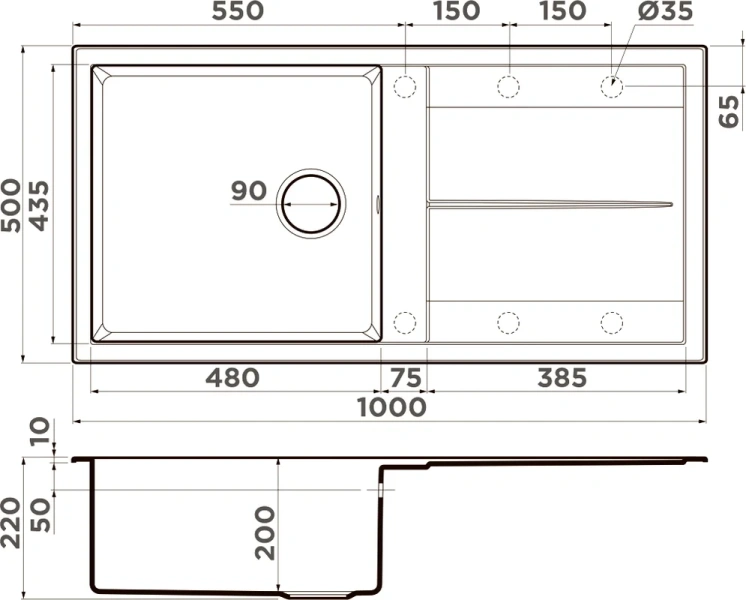 Мойка для кухни Omoikiri Sumi 100-GR 100 см leningrad grey 4993565 (детальная фотография), врезные