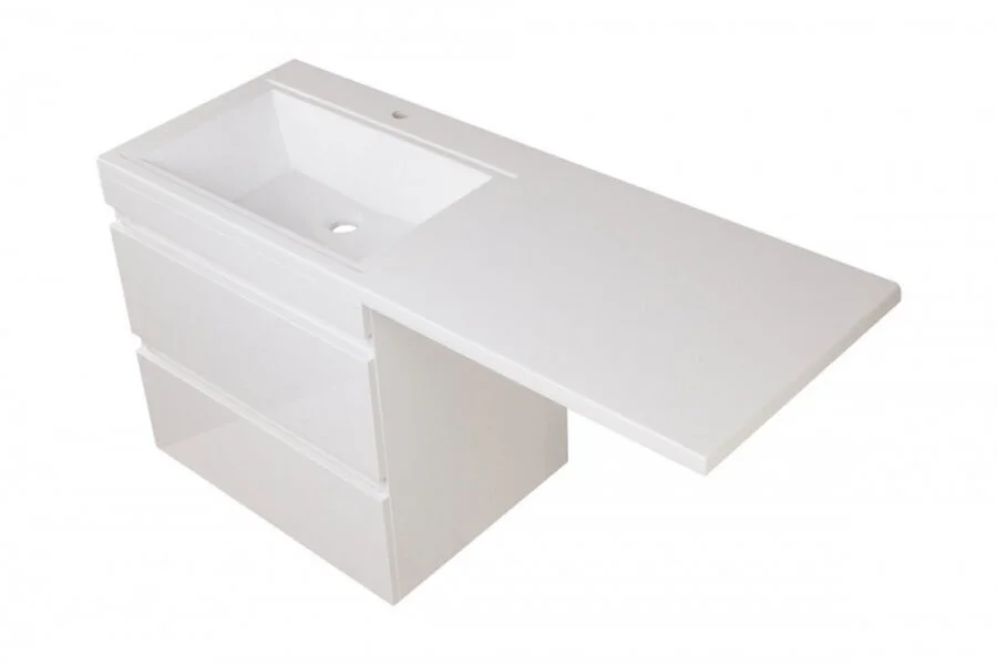 Тумба с раковиной подвесная Style Line Даллас СС-00002304 150 см с думя ящиками (детальная фотография), моноблок, для стиральной машины