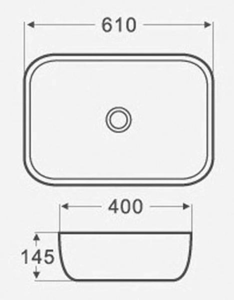 Раковина Azario 61 см накладная AZ-2143P (детальная фотография), современные, hi-tech