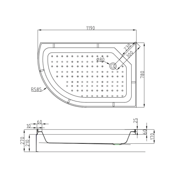 Душевая кабина Deto EM 120x80 см левая EM2712LLED+GM (детальная фотография), 120х80