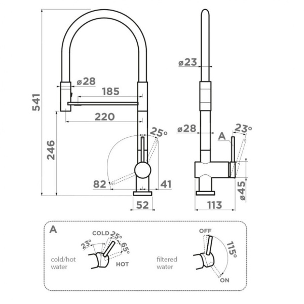 Схема (детальная фотография), для кухни, для питьевой воды с фильтром