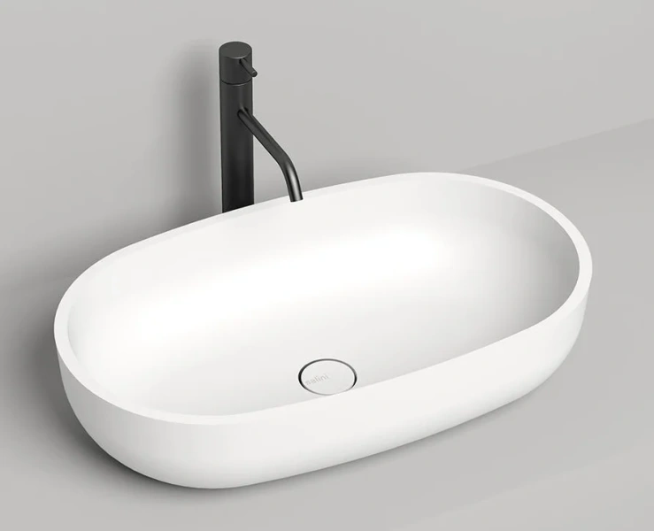 Раковина Salini Gloria 05 64 см накладная, белый матовый 1102205M (детальная фотография), в форме чаши, круглой формы