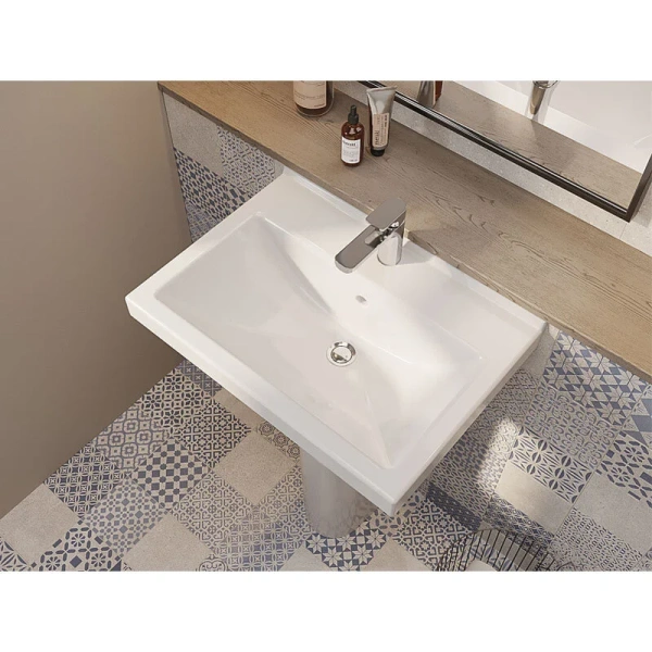 Раковина Santeri Визит 55 см с переливом 1.3115.3.S00.11B.0 (детальная фотография), белые