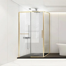 Душевой уголок Vincea Slim Soft 110х90 см профиль брашированное золото