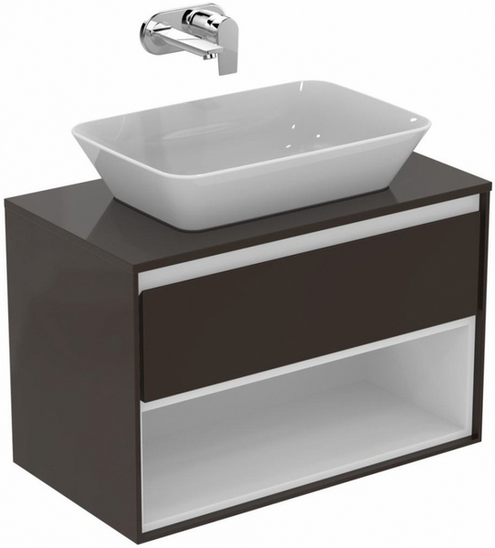 Тумба под раковину подвесная Ideal Standard Connect Air 80 см темно-коричневый матовый, белый матовый E0827VY (детальная фотография), современная, hi-tech