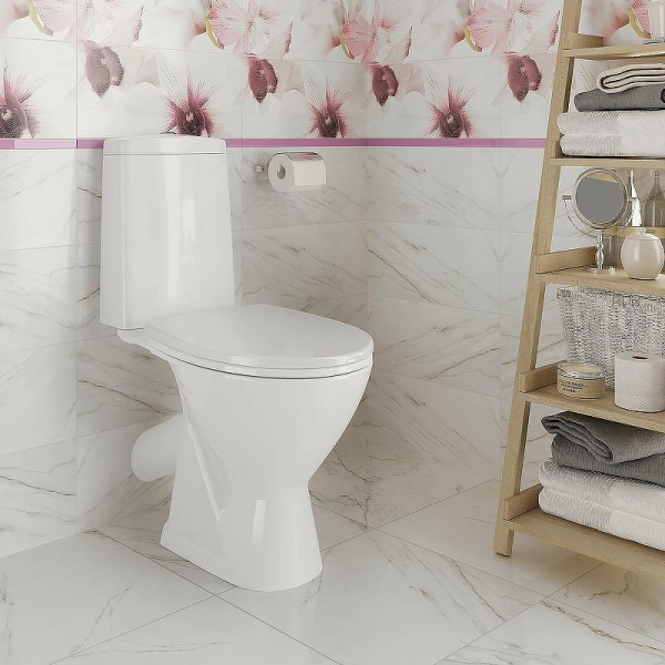 Унитаз компакт Cersanit Just белый KO-JUS031-3/6-PL (детальная фотография), недорогие, сиденье с микролифтом , с антивсплеском, компакт, низкие