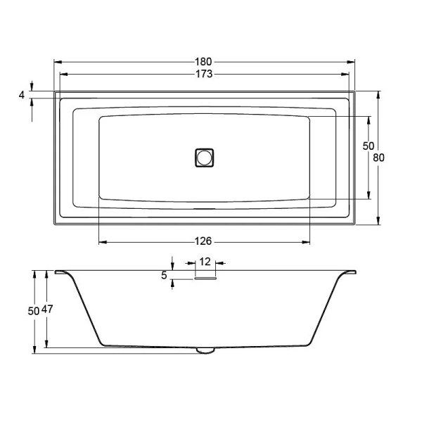 Ванна акриловая Riho Still Square B099032005 180х80 см заполнение через перелив (детальная фотография), акриловые