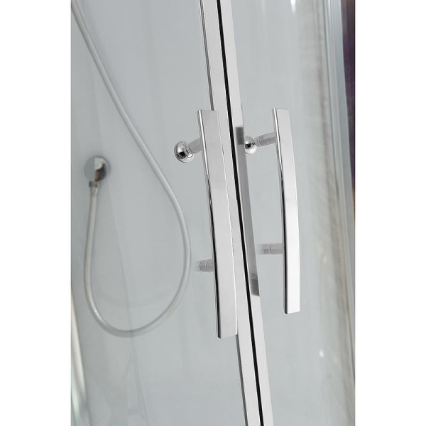 Душевая кабина Black&White Galaxy G5501 100x100 см профиль хром 5501100 (детальная фотография), с раздвижными дверьми