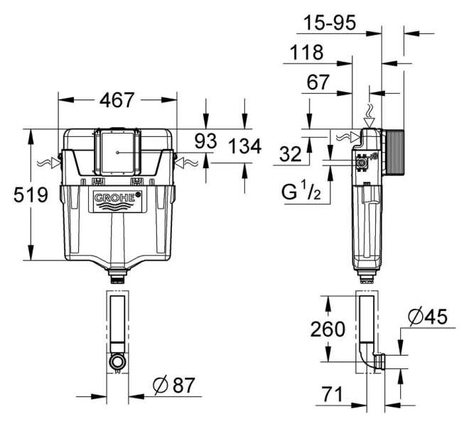 Смывной бачок Grohe GD2 38661000 (детальная фотография), в наличии
