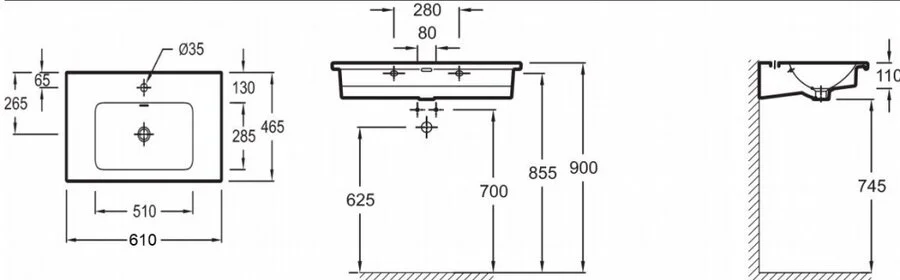 Раковина Jacob Delafon Vox 60 см белая EXAF112-Z-00 (детальная фотография), современные, hi-tech