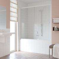 Душевая шторка на ванную профиль белый стекло прозрачное Vegas-glass