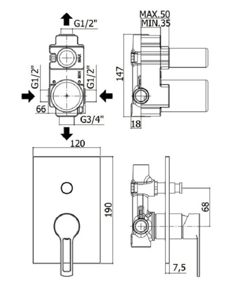 Смеситель для душа Paffoni Ringo хром RIN015CR/M (детальная фотография), для душа