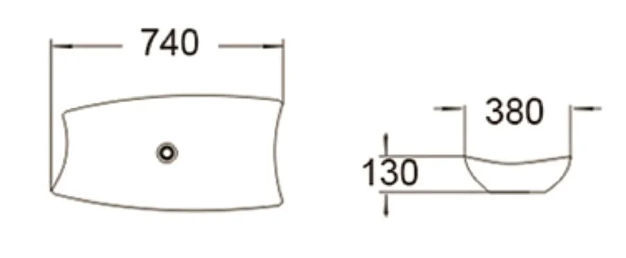 Раковина SantiLine 74 см керамическая SL-1029 (детальная фотография), современные, hi-tech