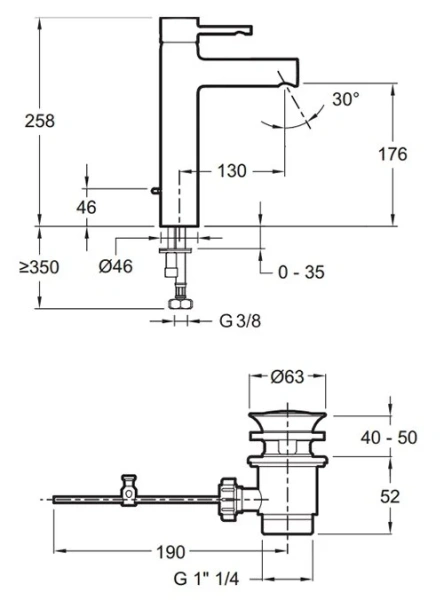 Смеситель для раковины Jacob Delafon Cuff однорычажный E37303-CP (детальная фотография), для раковины