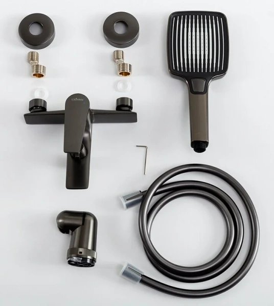 Смеситель для ванны Cezares Liner оружейная сталь LINER-VD-GM (детальная фотография), современные, hi-tech