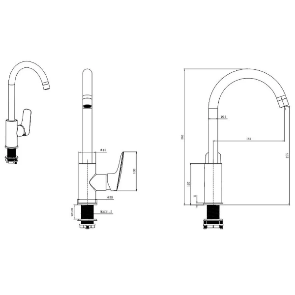 Смеситель для кухни Акватек Вега хром AQ1082CR (детальная фотография), для кухни