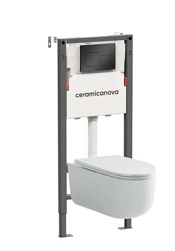 Унитаз с инсталляцией Ceramica Nova Ulma кнопка черная матовая - фото 1