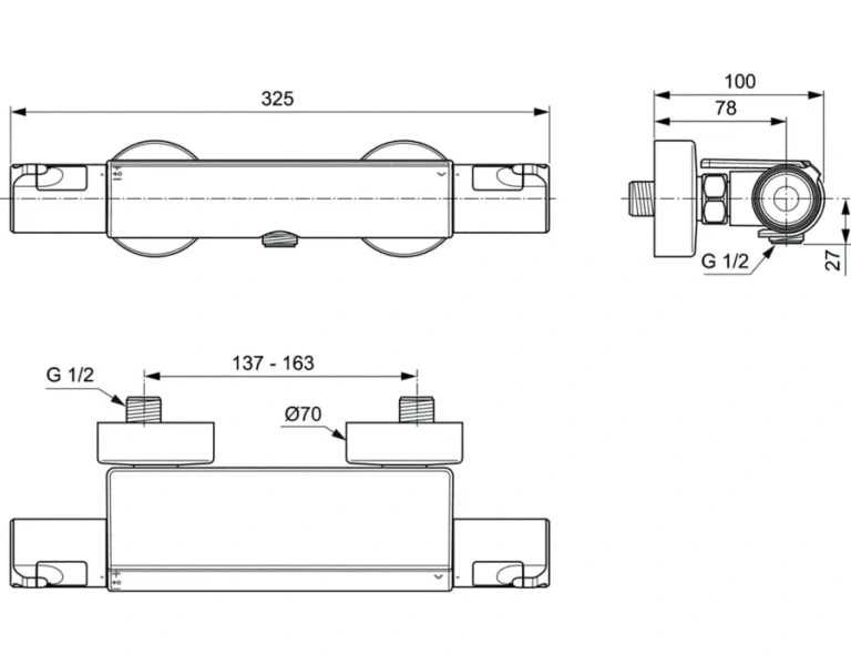 Смеситель для душа Ideal Standard Ceratherm T50 термостатический A7695AA (детальная фотография), для душа