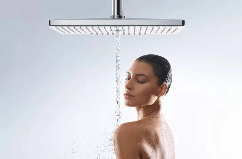 Верхний душ Hansgrohe Rainmaker Select 24016400 (детальная фотография), хром, белые