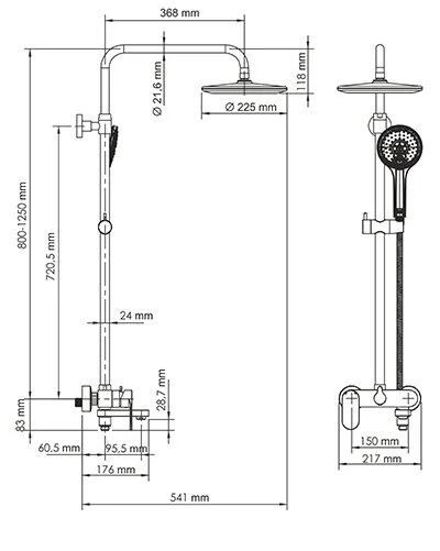 Душевая стойка WasserKRAFT черный A17401 (детальная фотография), черные