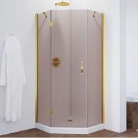 Душевой уголок профиль золотой стекло бронза Vegas-glass