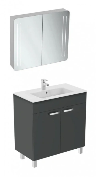 Тумба под раковину напольная Ideal Standard Tempo 80 см серая глянцевая E0568TI (детальная фотография), современная, hi-tech