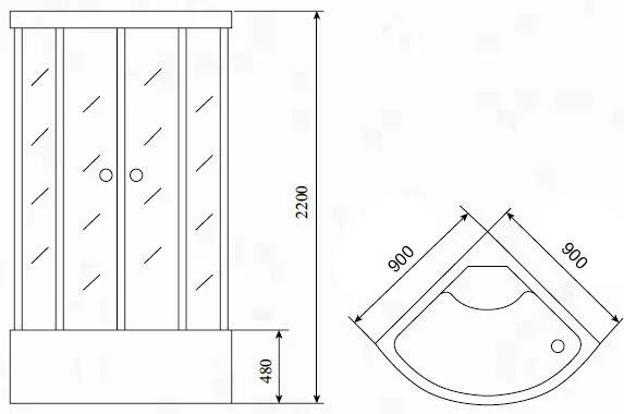 Душевая кабина Timo T-1190 (детальная фотография), четверть круга