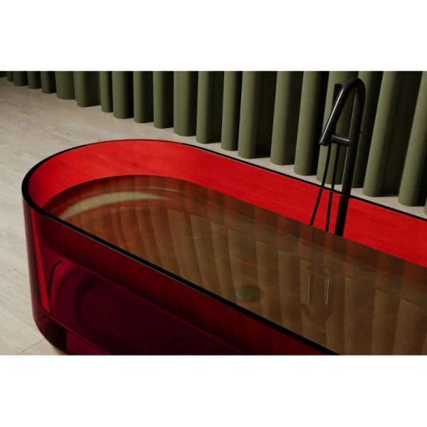 Прозрачная ванна Abber Kristall AT9708Rubin, 170 х 75 см, цвет красный (детальная фотография), без гидромассажа