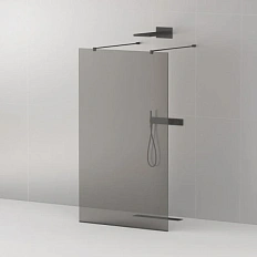 Душевая перегородка Cezares Liberta 120 см стекло графит, профиль черный