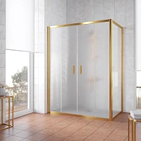 Душевой уголок профиль золотой стекло шиншилла Vegas-glass