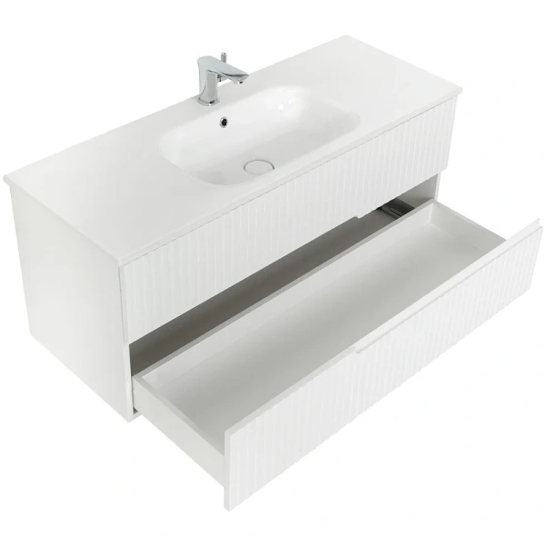 Тумба под раковину подвесная Cezares Duet 117 см Bianco Lucido DUET-1200-2C-SO-BL (детальная фотография), современная, hi-tech