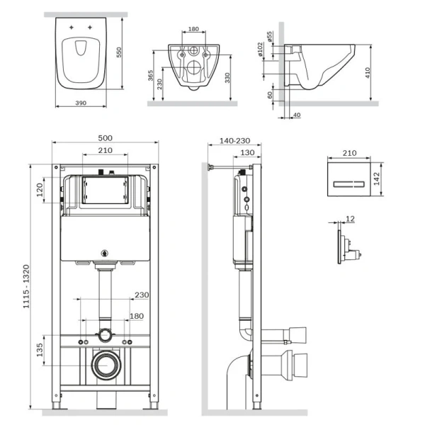 Унитаз с инсталляцией Am.Pm Inspire 2.0 с сиденьем микролифт и сенсорной клавишей IS450A38.50A1700 (детальная фотография), с инсталляцией