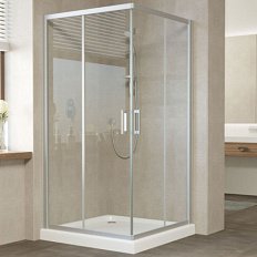 Душевой уголок профиль матовый хром стекло прозрачное Vegas-glass