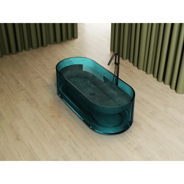 Ванна из полиэфирной смолы Abber Kristall 170x75 см бирюзовая AT9708Aquamarin (детальная фотография), современныe, hi-tech