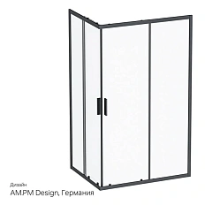 Душевой уголок Am.Pm Gem S 120x90 см профиль черный матовый, стекло прозрачное