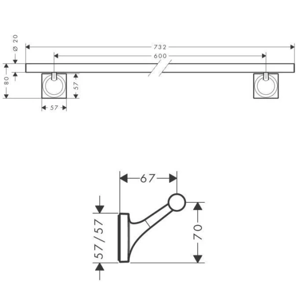 Полотенцедержатель Axor Starck Organic 42706000 (детальная фотография), настенные