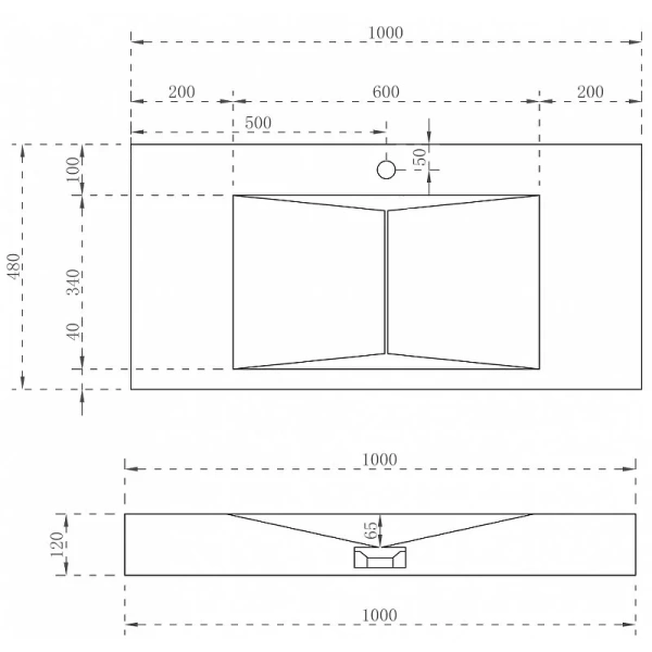 Раковина Abber Stein 100 см белая матовая AS2641 (детальная фотография), современные, hi-tech
