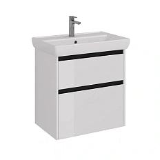 Тумба под раковину подвесная Lemark Combi 70 см белая с черной планкой