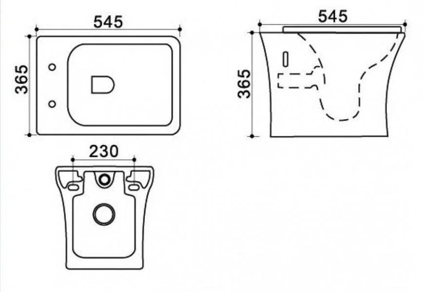 Унитаз подвесной Azario Trend безободковый AZ-2024 (детальная фотография), подвесные