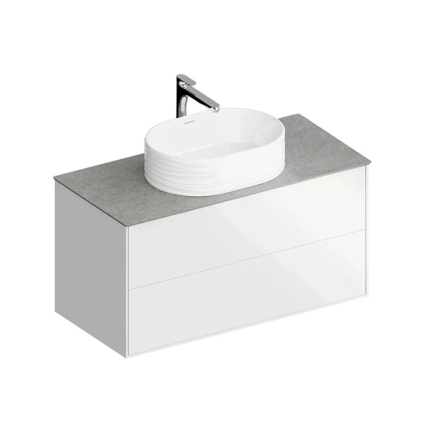 Тумба под раковину подвесная Kerama Marazzi Plaza Modern 100 см белая PLB.M.100.2\WHT.V (детальная фотография), в наличии