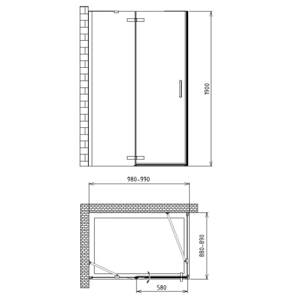 Душевой уголок Gemy Fall Tea 100 S29121 (детальная фотография), прямоугольные