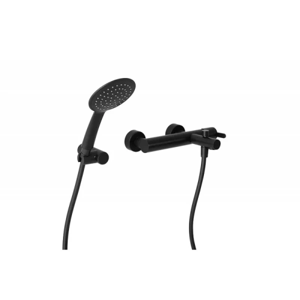 Смеситель для ванны Cezares Leaf черный матовый LEAF-VD-NOP (детальная фотография), из латуни, округлая форма, с душевой лейкой