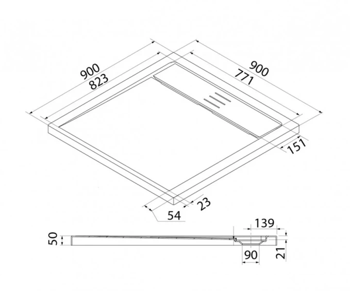 Душевой поддон IDDIS Bild 90х90 см квадратный BIL5WS9i22 (детальная фотография), недорогие