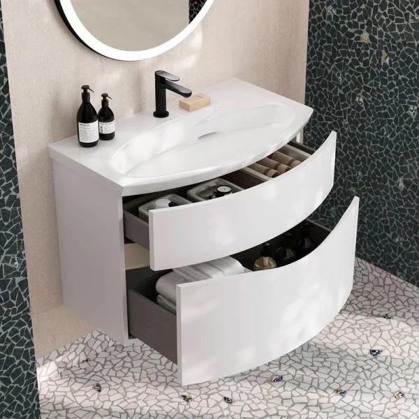 Тумба под раковину подвесная Kerama Marazzi Riva 80 cм белая RV.80\WHT.M (детальная фотография), подвесная, пристенная