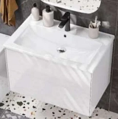 Тумба под раковину подвесная Акватон Сохо 75 см белый глянец