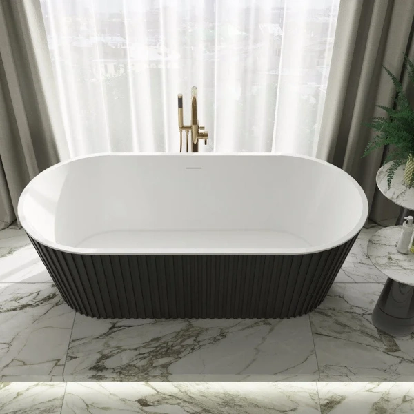 Ванна акриловая Corpa Nera Bonini CN130113, 170 х 80 см, черный матовый (детальная фотография), овальные