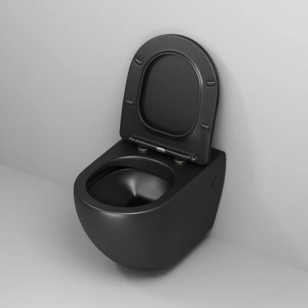 Унитаз подвесной Grossman Color черный матовый GR-4411BMS (детальная фотография), с горизонтальным, прямым выпуском, с прямым выпуском