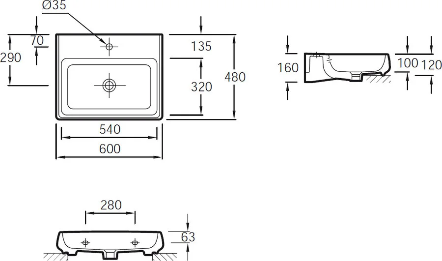 Раковина Jacob Delafon Fit 60 см накладная E1188-00 (детальная фотография), современные, hi-tech
